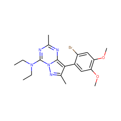 CCN(CC)c1nc(C)nc2c(-c3cc(OC)c(OC)cc3Br)c(C)nn12 ZINC000040402157