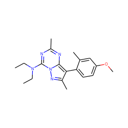 CCN(CC)c1nc(C)nc2c(-c3ccc(OC)cc3C)c(C)nn12 ZINC000040914318