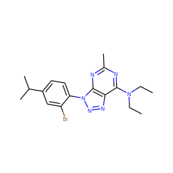 CCN(CC)c1nc(C)nc2c1nnn2-c1ccc(C(C)C)cc1Br ZINC000013794704