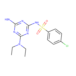 CCN(CC)c1nc(N)nc(NS(=O)(=O)c2ccc(Cl)cc2)n1 ZINC000001232475