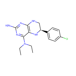 CCN(CC)c1nc(N)nc2c1N[C@H](c1ccc(Cl)cc1)CN2 ZINC000013474495