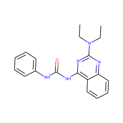 CCN(CC)c1nc(NC(=O)Nc2ccccc2)c2ccccc2n1 ZINC000013672125