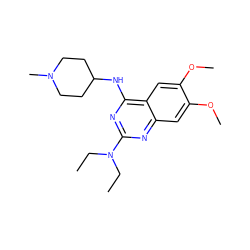 CCN(CC)c1nc(NC2CCN(C)CC2)c2cc(OC)c(OC)cc2n1 ZINC000036382566