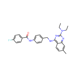 CCN(CC)c1nc(NCc2ccc(NC(=O)c3ccc(F)cc3)cc2)c2ccc(C)cc2n1 ZINC000145954197