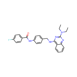 CCN(CC)c1nc(NCc2ccc(NC(=O)c3ccc(F)cc3)cc2)c2ccccc2n1 ZINC000144370892