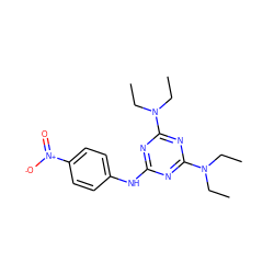 CCN(CC)c1nc(Nc2ccc([N+](=O)[O-])cc2)nc(N(CC)CC)n1 ZINC000003879153