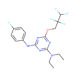 CCN(CC)c1nc(Nc2ccc(F)cc2)nc(OCC(F)(F)C(F)F)n1 ZINC001772646246