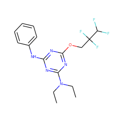 CCN(CC)c1nc(Nc2ccccc2)nc(OCC(F)(F)C(F)F)n1 ZINC001772648700