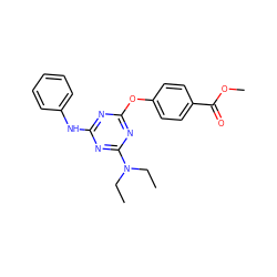 CCN(CC)c1nc(Nc2ccccc2)nc(Oc2ccc(C(=O)OC)cc2)n1 ZINC000002851079