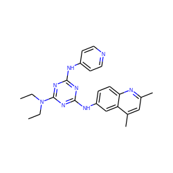 CCN(CC)c1nc(Nc2ccncc2)nc(Nc2ccc3nc(C)cc(C)c3c2)n1 ZINC000098084096