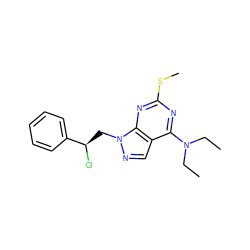 CCN(CC)c1nc(SC)nc2c1cnn2C[C@@H](Cl)c1ccccc1 ZINC000013589893