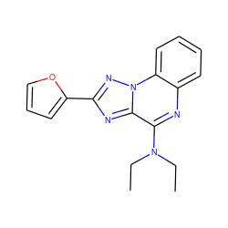 CCN(CC)c1nc2ccccc2n2nc(-c3ccco3)nc12 ZINC000029124088