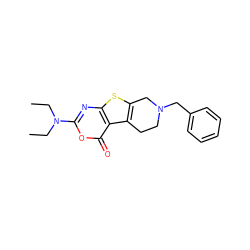 CCN(CC)c1nc2sc3c(c2c(=O)o1)CCN(Cc1ccccc1)C3 ZINC000013678146