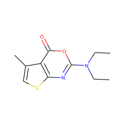 CCN(CC)c1nc2scc(C)c2c(=O)o1 ZINC000013678130