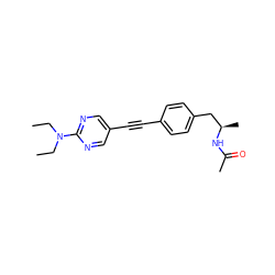 CCN(CC)c1ncc(C#Cc2ccc(C[C@@H](C)NC(C)=O)cc2)cn1 ZINC000142360065