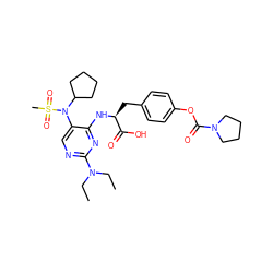 CCN(CC)c1ncc(N(C2CCCC2)S(C)(=O)=O)c(N[C@@H](Cc2ccc(OC(=O)N3CCCC3)cc2)C(=O)O)n1 ZINC000096273501