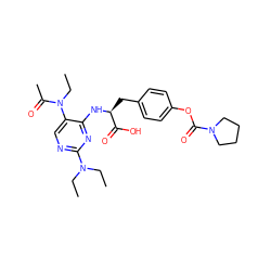 CCN(CC)c1ncc(N(CC)C(C)=O)c(N[C@@H](Cc2ccc(OC(=O)N3CCCC3)cc2)C(=O)O)n1 ZINC000096273524