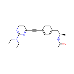 CCN(CC)c1nccc(C#Cc2ccc(C[C@@H](C)NC(C)=O)cc2)n1 ZINC000113414219