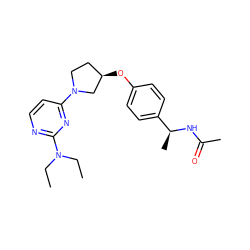 CCN(CC)c1nccc(N2CC[C@@H](Oc3ccc([C@H](C)NC(C)=O)cc3)C2)n1 ZINC000261183524