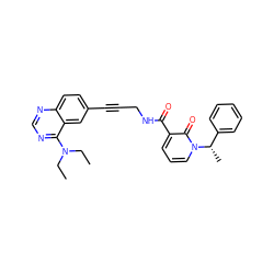 CCN(CC)c1ncnc2ccc(C#CCNC(=O)c3cccn([C@@H](C)c4ccccc4)c3=O)cc12 ZINC000096176312