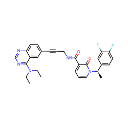 CCN(CC)c1ncnc2ccc(C#CCNC(=O)c3cccn([C@H](C)c4ccc(F)c(F)c4)c3=O)cc12 ZINC000096176311