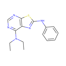 CCN(CC)c1ncnc2sc(Nc3ccccc3)nc12 ZINC000103287373