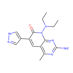 CCN(CC)n1c(=O)c(-c2cn[nH]c2)cc2c(C)nc(N)nc21 ZINC000084688122