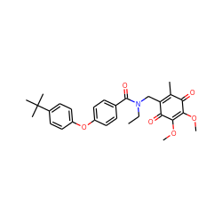 CCN(CC1=C(C)C(=O)C(OC)=C(OC)C1=O)C(=O)c1ccc(Oc2ccc(C(C)(C)C)cc2)cc1 ZINC000103181636