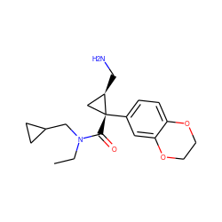 CCN(CC1CC1)C(=O)[C@@]1(c2ccc3c(c2)OCCO3)C[C@H]1CN ZINC000029047203