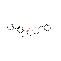 CCN(CC1CCN(Cc2ccc(Cl)cc2)CC1)C(=O)c1ccc(-c2ccccc2)cc1 ZINC000103266134