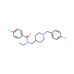 CCN(CC1CCN(Cc2ccc(Cl)cc2)CC1)C(=O)c1ccc(Cl)cc1 ZINC000103266119