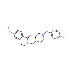 CCN(CC1CCN(Cc2ccc(Cl)cc2)CC1)C(=O)c1ccc(OC)cc1 ZINC000103266123