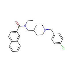 CCN(CC1CCN(Cc2ccc(Cl)cc2)CC1)C(=O)c1ccc2ccccc2c1 ZINC000103266127