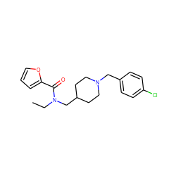 CCN(CC1CCN(Cc2ccc(Cl)cc2)CC1)C(=O)c1ccco1 ZINC000103266137