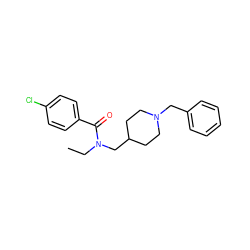 CCN(CC1CCN(Cc2ccccc2)CC1)C(=O)c1ccc(Cl)cc1 ZINC000103266108