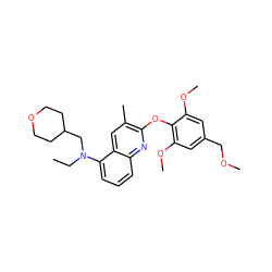 CCN(CC1CCOCC1)c1cccc2nc(Oc3c(OC)cc(COC)cc3OC)c(C)cc12 ZINC000084757431