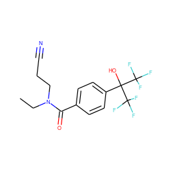 CCN(CCC#N)C(=O)c1ccc(C(O)(C(F)(F)F)C(F)(F)F)cc1 ZINC000013682692