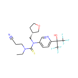 CCN(CCC#N)C(=S)N(C[C@@H]1CCOC1)c1ccc(C(O)(C(F)(F)F)C(F)(F)F)nc1 ZINC000036184792