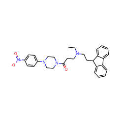 CCN(CCC(=O)N1CCN(c2ccc([N+](=O)[O-])cc2)CC1)CCC1c2ccccc2-c2ccccc21 ZINC000040913363