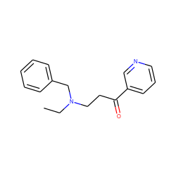 CCN(CCC(=O)c1cccnc1)Cc1ccccc1 ZINC000045390059