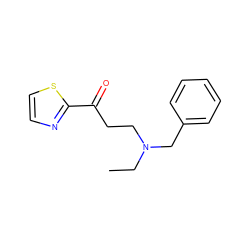 CCN(CCC(=O)c1nccs1)Cc1ccccc1 ZINC000045393788