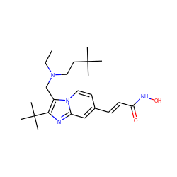 CCN(CCC(C)(C)C)Cc1c(C(C)(C)C)nc2cc(/C=C/C(=O)NO)ccn12 ZINC000143405420