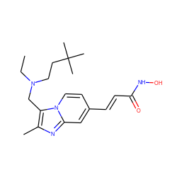 CCN(CCC(C)(C)C)Cc1c(C)nc2cc(/C=C/C(=O)NO)ccn12 ZINC000142478118