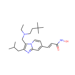 CCN(CCC(C)(C)C)Cc1c(CC(C)C)nc2cc(/C=C/C(=O)NO)ccn12 ZINC000143587443