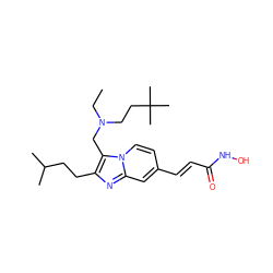 CCN(CCC(C)(C)C)Cc1c(CCC(C)C)nc2cc(/C=C/C(=O)NO)ccn12 ZINC000143576039