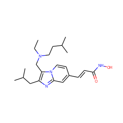 CCN(CCC(C)C)Cc1c(CC(C)C)nc2cc(/C=C/C(=O)NO)ccn12 ZINC000143841929