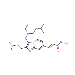 CCN(CCC(C)C)Cc1c(CCC(C)C)nc2cc(/C=C/C(=O)NO)ccn12 ZINC000142468074