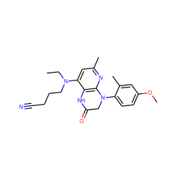 CCN(CCCC#N)c1cc(C)nc2c1NC(=O)CN2c1ccc(OC)cc1C ZINC000013584802