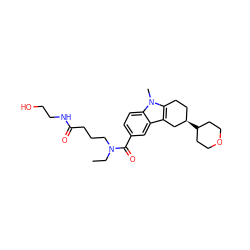 CCN(CCCC(=O)NCCO)C(=O)c1ccc2c(c1)c1c(n2C)CC[C@@H](C2CCOCC2)C1 ZINC000084758144