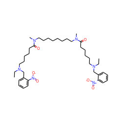 CCN(CCCCCC(=O)N(C)CCCCCCCCN(C)C(=O)CCCCCN(CC)Cc1ccccc1[N+](=O)[O-])Cc1ccccc1[N+](=O)[O-] ZINC000028086905